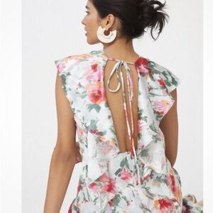 Anthropologie Floral Backless Dress - Pink and Green